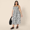 image:imageAmazon Essentials Womens RegularFit Cotton Sateen Smocked Bodice DressBlack Ivory Folk Floral