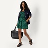 image:imageAmazon Essentials Womens RegularFit Cotton Sateen Smocked Bodice DressDark Green Green Birds