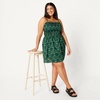 image:imageAmazon Essentials Womens RegularFit Cotton Sateen Smocked Bodice DressDark Green Green Birds