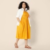 image:imageAmazon Essentials Womens RegularFit Cotton Sateen Smocked Bodice DressGolden Yellow