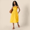 image:imageAmazon Essentials Womens RegularFit Cotton Sateen Smocked Bodice DressGolden Yellow