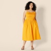image:imageAmazon Essentials Womens RegularFit Cotton Sateen Smocked Bodice DressGolden Yellow