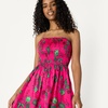 image:imageAmazon Essentials Womens RegularFit Cotton Sateen Smocked Bodice DressHot Pink Red Leafy Floral