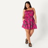 image:imageAmazon Essentials Womens RegularFit Cotton Sateen Smocked Bodice DressHot Pink Red Leafy Floral