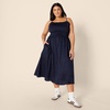 image:imageAmazon Essentials Womens RegularFit Cotton Sateen Smocked Bodice DressNavy