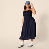 image:imageAmazon Essentials Womens RegularFit Cotton Sateen Smocked Bodice DressNavy