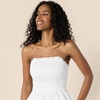 image:imageAmazon Essentials Womens RegularFit Cotton Sateen Smocked Bodice DressWhite