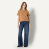 image:imageAmazon Essentials Womens RelaxedFit Faux Mohair Short Sleeve Sweater TopCamel Heather