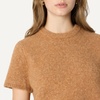 image:imageAmazon Essentials Womens RelaxedFit Faux Mohair Short Sleeve Sweater TopCamel Heather
