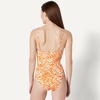 image:imageAmazon Essentials Womens Squareneck OnePiece SwimsuitRust Orange Abstract Palms
