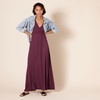 image:imageAmazon Essentials Womens V Neck Short Sleeve Waisted Maxi Dress Available in Plus SizeBurgundy