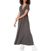 image:imageAmazon Essentials Womens V Neck Short Sleeve Waisted Maxi Dress Available in Plus SizeCharcoal Heather