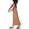 image:imageAmazon Essentials Womens V Neck Short Sleeve Waisted Maxi Dress Available in Plus SizeDark CamelBlack  Mini Ikat Animal