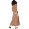 image:imageAmazon Essentials Womens V Neck Short Sleeve Waisted Maxi Dress Available in Plus SizeDark CamelBlack  Mini Ikat Animal