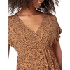 image:imageAmazon Essentials Womens V Neck Short Sleeve Waisted Maxi Dress Available in Plus SizeDark CamelBlack  Mini Ikat Animal