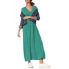 image:imageAmazon Essentials Womens V Neck Short Sleeve Waisted Maxi Dress Available in Plus SizeGreen Leaf Print