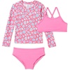 image:imageAmazon Essentials Girls Long Sleeve Rash Guard ThreePiece Bikini Swim SetBright PinkShells