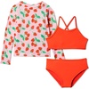 image:imageAmazon Essentials Girls Long Sleeve Rash Guard ThreePiece Bikini Swim SetStrawberriesTomato Red