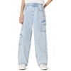 image:imageAmazon Essentials Girls Ultra Soft RelaxedFit Wide Leg Cargo JeansClassic Light Wash