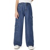 image:imageAmazon Essentials Girls Ultra Soft RelaxedFit Wide Leg Cargo JeansClassic Medium Wash