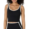 image:imageAmazon Essentials Womens Active FormFlex Buttery Soft Light Support Crop Tank with BraBlackWhite