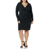 image:imageAmazon Essentials Womens Long Sleeve Classic Wrap Dress V Neck Pleated Midweight Fabric Available in Plus SizeBlack