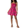 image:imageAmazon Essentials Womens RegularFit Cotton Sateen Smocked Bodice DressHot Pink Red Leafy Floral
