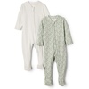 image:imageAmazon Essentials x Sofia Grainge Unisex Babies Cotton Footed Sleep and Play Onepiece Bodysuit Pack of 2Pale GreenPosey Floral