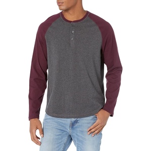 image:imageAmazon Essentials Mens LongSleeve Henley ShirtCharcoal HeatherBurgundy