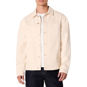 image:imageAmazon Essentials Mens Rigid Denim RelaxedFit Utility Jacket with PocketsEcru