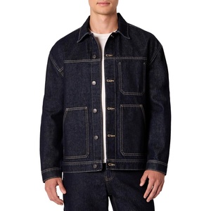 image:imageAmazon Essentials Mens Rigid Denim RelaxedFit Utility Jacket with PocketsRinse