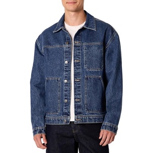 image:imageAmazon Essentials Mens Rigid Denim RelaxedFit Utility Jacket with PocketsTinted Medium Blue