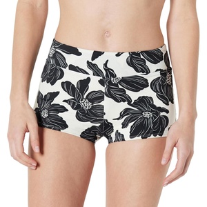 image:imageAmazon Essentials Womens Boy Short Swim Bikini Bottom with Full CoverageCream Black Floral