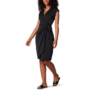 image:imageAmazon Essentials Womens Classic Cap Sleeve Wrap Dress with V Neck Available in Plus SizeBlack