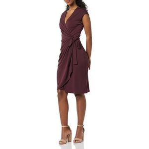 image:imageAmazon Essentials Womens Classic Cap Sleeve Wrap Dress with V Neck Available in Plus SizeBurgundy