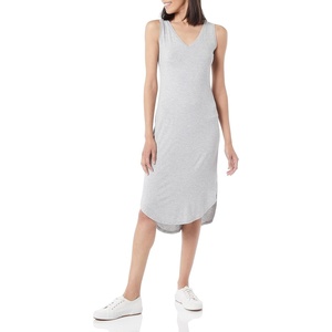 image:imageAmazon Essentials Womens Jersey RegularFit Sleeveless VNeck Midi Dress Previously Daily RitualLight Heather Grey