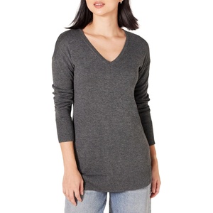 image:imageAmazon Essentials Womens Lightweight VNeck Tunic Sweater Long Sleeve Ribbed Available in Plus SizeCharcoal Heather