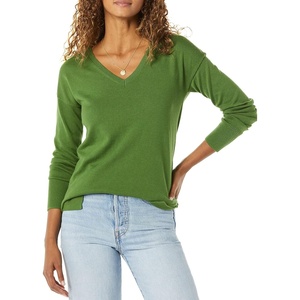 image:imageAmazon Essentials Womens Lightweight VNeck Tunic Sweater Long Sleeve Ribbed Available in Plus SizeGreen