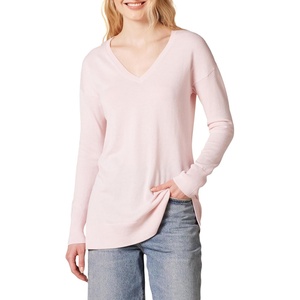 image:imageAmazon Essentials Womens Lightweight VNeck Tunic Sweater Long Sleeve Ribbed Available in Plus SizeLight Pink