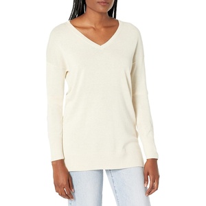 image:imageAmazon Essentials Womens Lightweight VNeck Tunic Sweater Long Sleeve Ribbed Available in Plus SizeOatmeal Heather