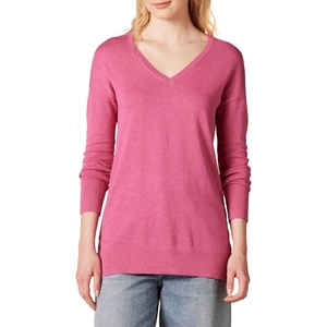 image:imageAmazon Essentials Womens Lightweight VNeck Tunic Sweater Long Sleeve Ribbed Available in Plus SizePink Heather