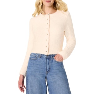 image:imageAmazon Essentials Womens RegularFit Faux Mohair ButtonDown CardiganCream