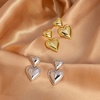 image:imageAmazon Essentials Large Brass Double Heart Stacked Dangle Earrings for Women with Secure PushbacksSilverTone
