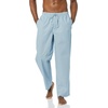 image:imageAmazon Essentials Mens Cotton Poplin StraightFit Pajama Pants with Pockets Elastic Waist DrawstringBlue Geo Print