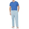 image:imageAmazon Essentials Mens Cotton Poplin StraightFit Pajama Pants with Pockets Elastic Waist DrawstringBlue Geo Print