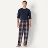 image:imageAmazon Essentials Mens Cotton Poplin StraightFit Pajama Pants with Pockets Elastic Waist DrawstringNavy Large Scale Plaid