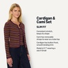 image:imageAmazon Essentials Womens SlimFit Ribbed Cardigan amp Cami Set with Removable StrapsBurgundy Brown Stripe
