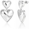 image:imageAmazon Essentials Large Brass Double Heart Stacked Dangle Earrings for Women with Secure PushbacksSilverTone