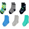 image:imageAmazon Essentials boys Patterned Crew Socks Pack of 6BlueGreenGrey Dino